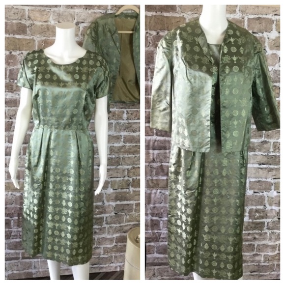 Vintage Dresses & Skirts - SOLD Vintage Silk Wiggle Dress with Matching Jacket